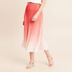 Jupe midi patineuse pliss&eacute;e rose vif femme