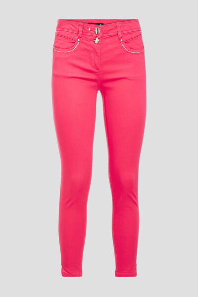 Pantalon ajusté rose framboise femme