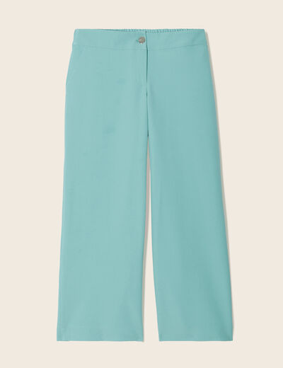 Pantalon flou 7/8ème bleu canard femme