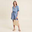 Combishort ceinturée denim double stone femme