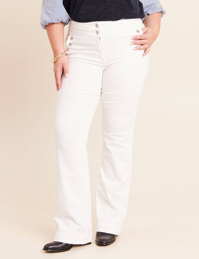 Pantalon coupe bootcut &agrave; pont blanc femme