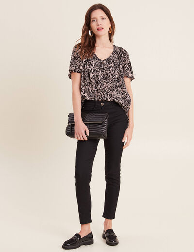 Blouse manches courtes noir femme