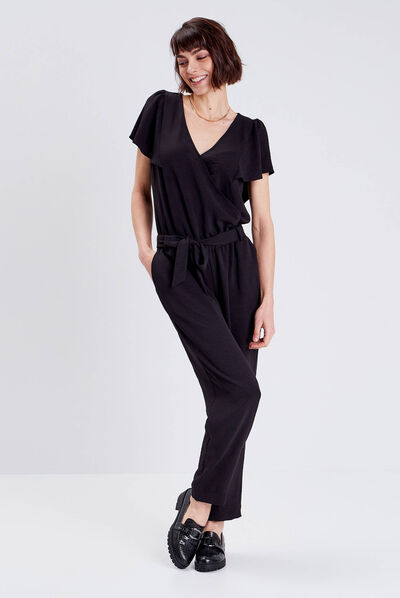Combinaison pantalon droite noir femme