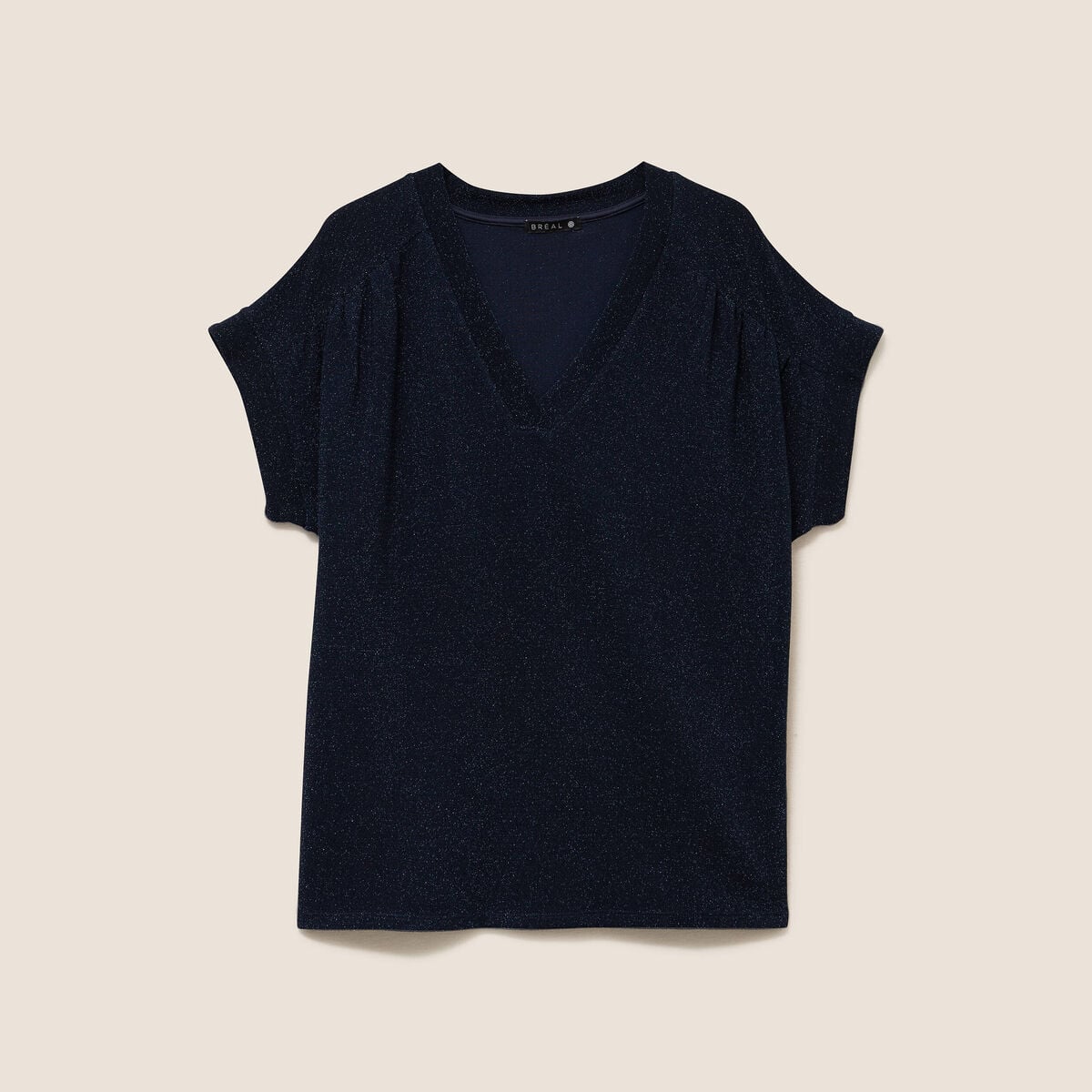 T-shirt manches courtes bleu fonc&eacute; femme