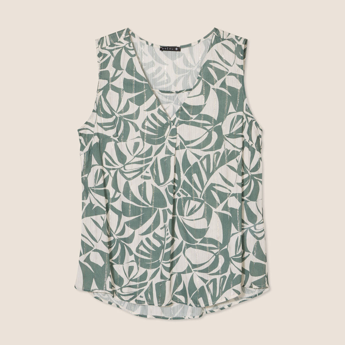 Blouse fluide sans manches ecru femme