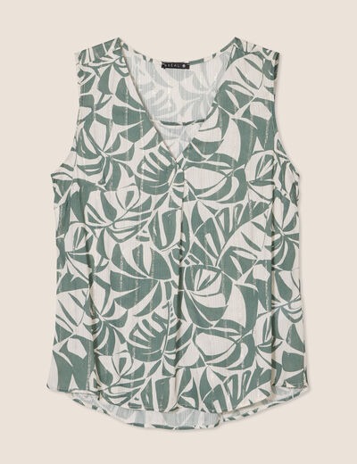 Blouse fluide sans manches ecru femme