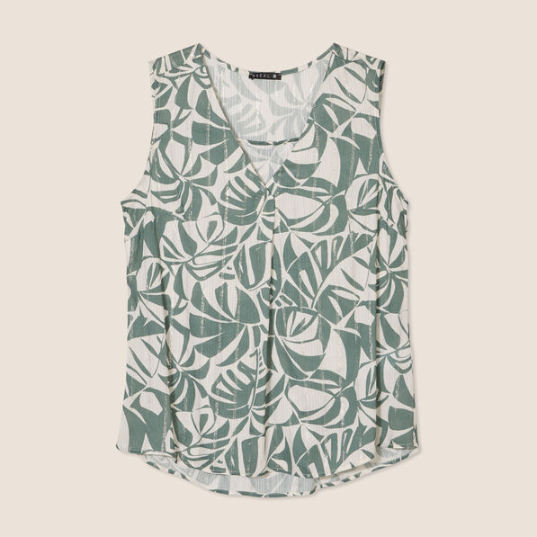 Blouse fluide sans manches ecru femme