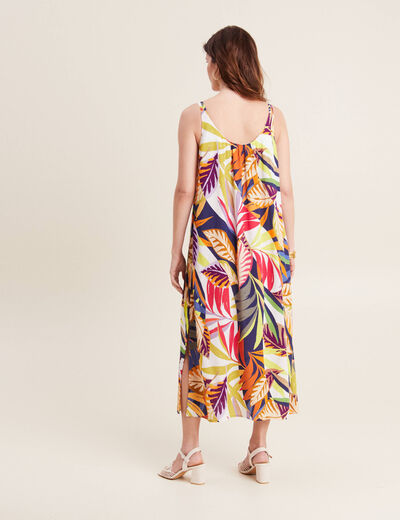 Robe longue évasée fluide multicolore femme