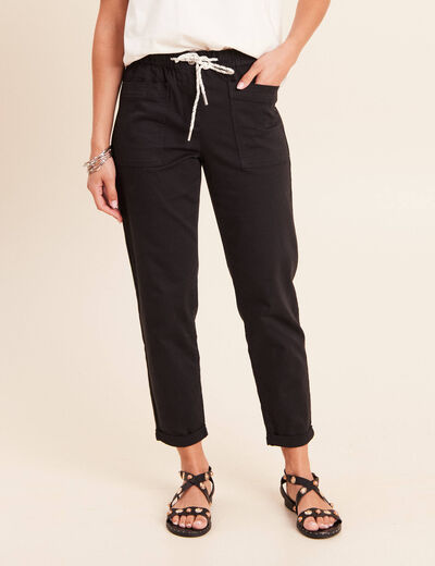 Pantalon coupe mom 7/8&egrave;me noir femme