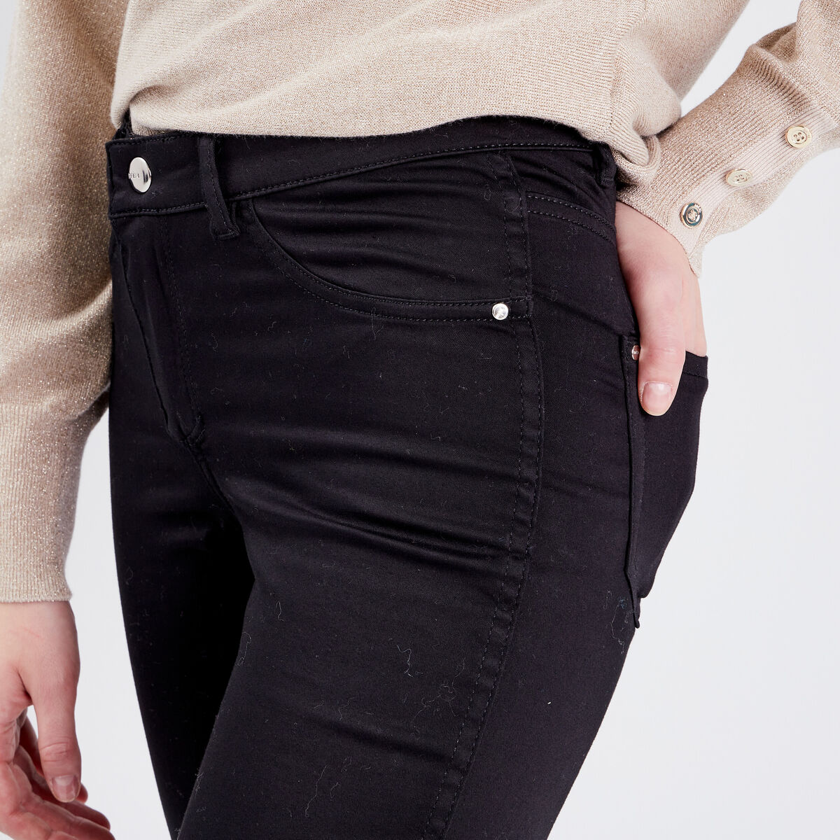 Pantalon ajusté réversible noir femme