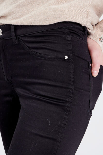 Pantalon ajusté réversible noir femme