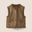 Gilet r&eacute;versible laine mouton vert kaki femme