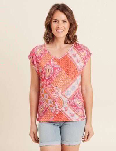 T-shirt manches courtes orange femme