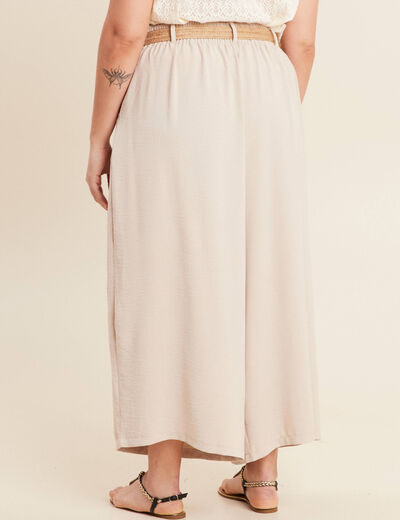 Pantalon jupe-culotte large gris clair femme