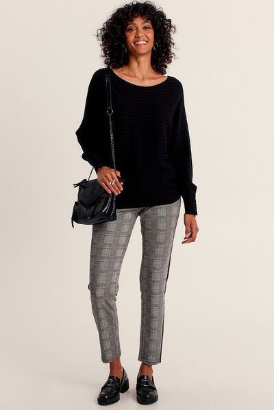 Pull manches longues noir femme