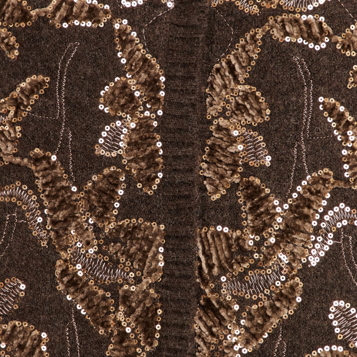 Gilet droit brod&eacute; &agrave; sequins vert kaki femme