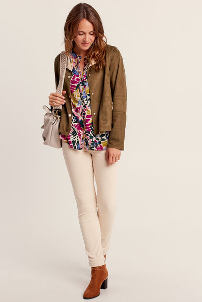 Veste droite réversible beige femme
