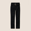 Jean droit ceintur&eacute; taille standard noir femme