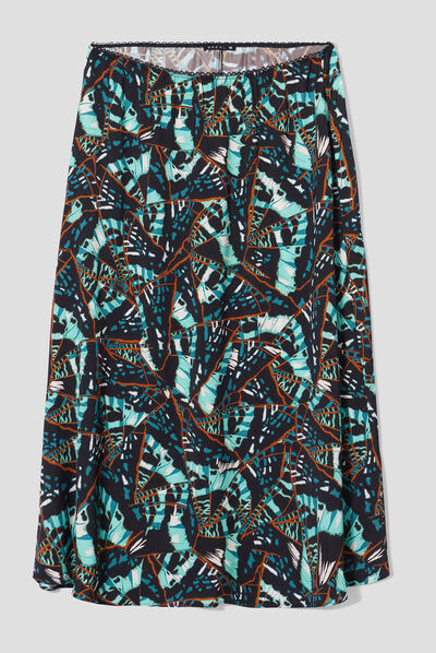 Jupe midi évasée fluide vert pastel femme