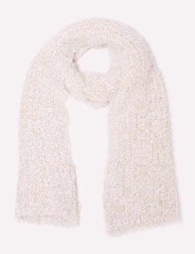 Lot bonnet et écharpe ecru femme