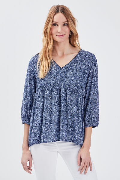 Blouse manches 3/4 blanc femme