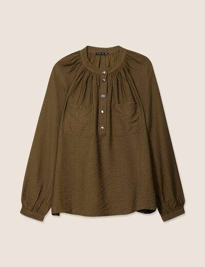 Blouse manches longues vert olive femme