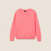 Pull en cachemire col v rose vif femme
