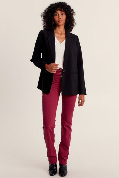 Veste city droite 1 bouton noir femme