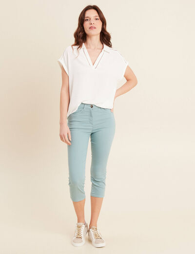 Pantacourt magique Le L&eacute;ger coupe droite bleu canard femme