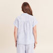 Blouse ample col chemise manches courtes bleu femme