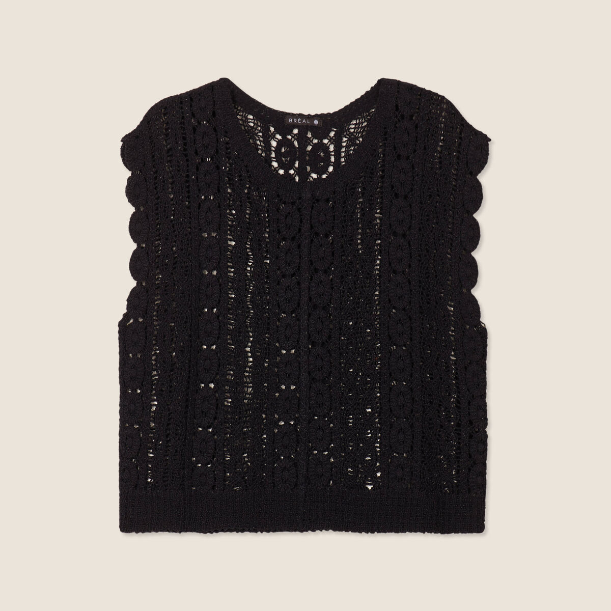 Débardeur macramé noir femme