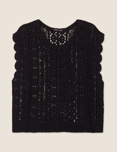 Débardeur macramé noir femme