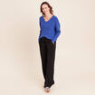 Pull manches longues bleu electrique femme