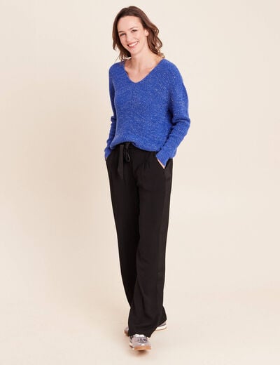 Pull manches longues bleu electrique femme