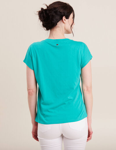 T-shirt manches courtes vert turquoise femme