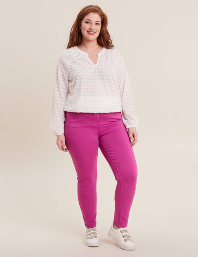 Pantalon ajusté taille haute violet femme