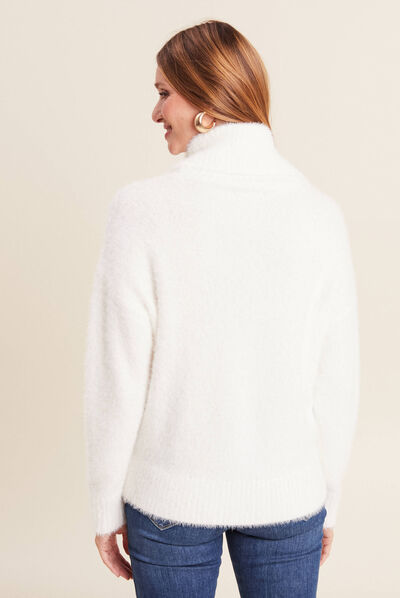 Pull manches longues ecru femme