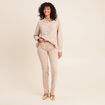 Jean coupe droite taille haute denim beige femme