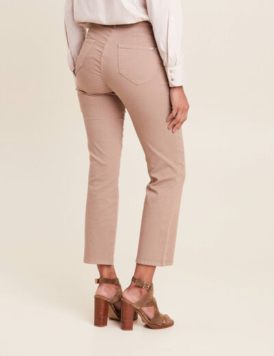 Pantalon droit taille haute 7/8ème taupe femme