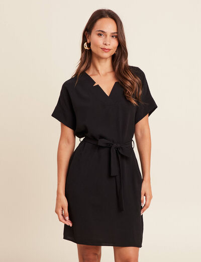 Robe fluide manches courtes noir femme
