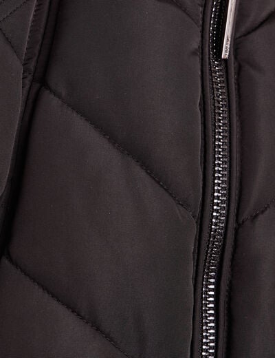 Doudoune cintr&eacute;e capuche manches longues noir femme