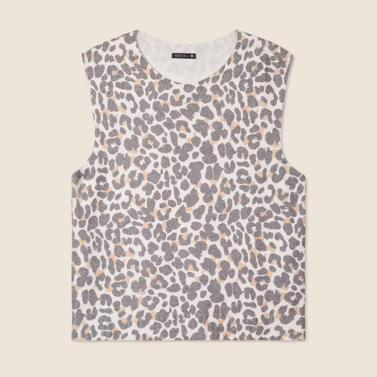 Pull sans manches ecru femme