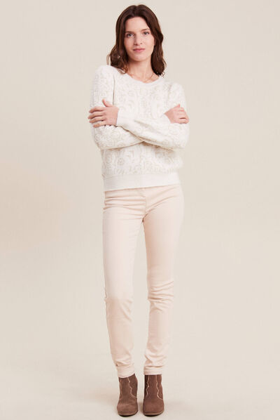 Pull manches longues blanc femme