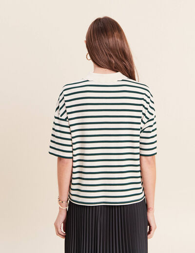 Polo ample col chemise vert femme