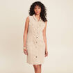 Robe droite en jean denim beige femme