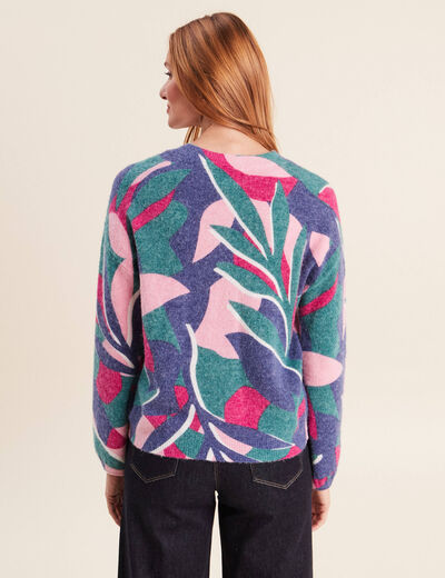 Pull col tunisien bleu femme