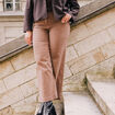 Jean large &agrave; pont marron clair femme