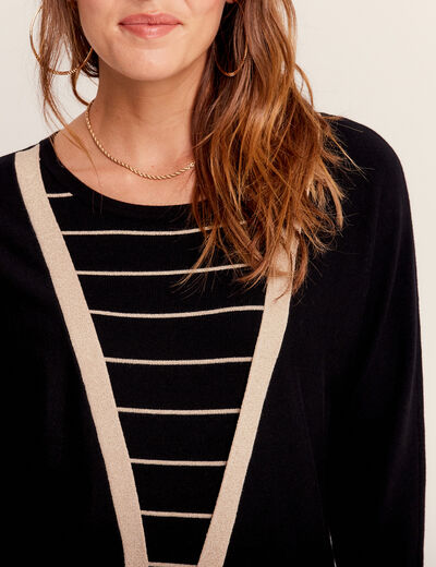 Pull manches longues noir femme