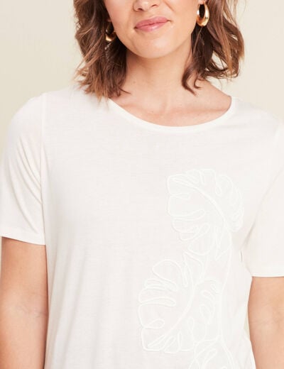 T-shirt manches courtes ecru femme