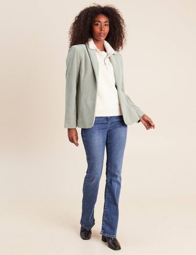 Veste tailleur velours vert clair femme